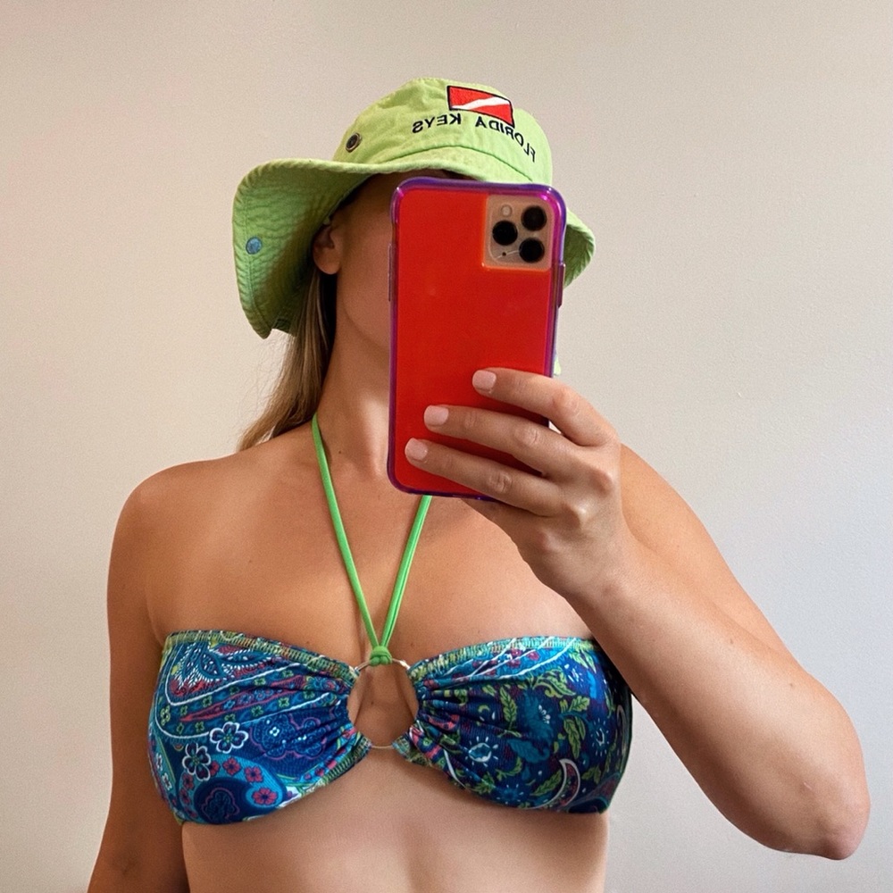 Praxa | Paisley + Green Circle Bikini Halter Top